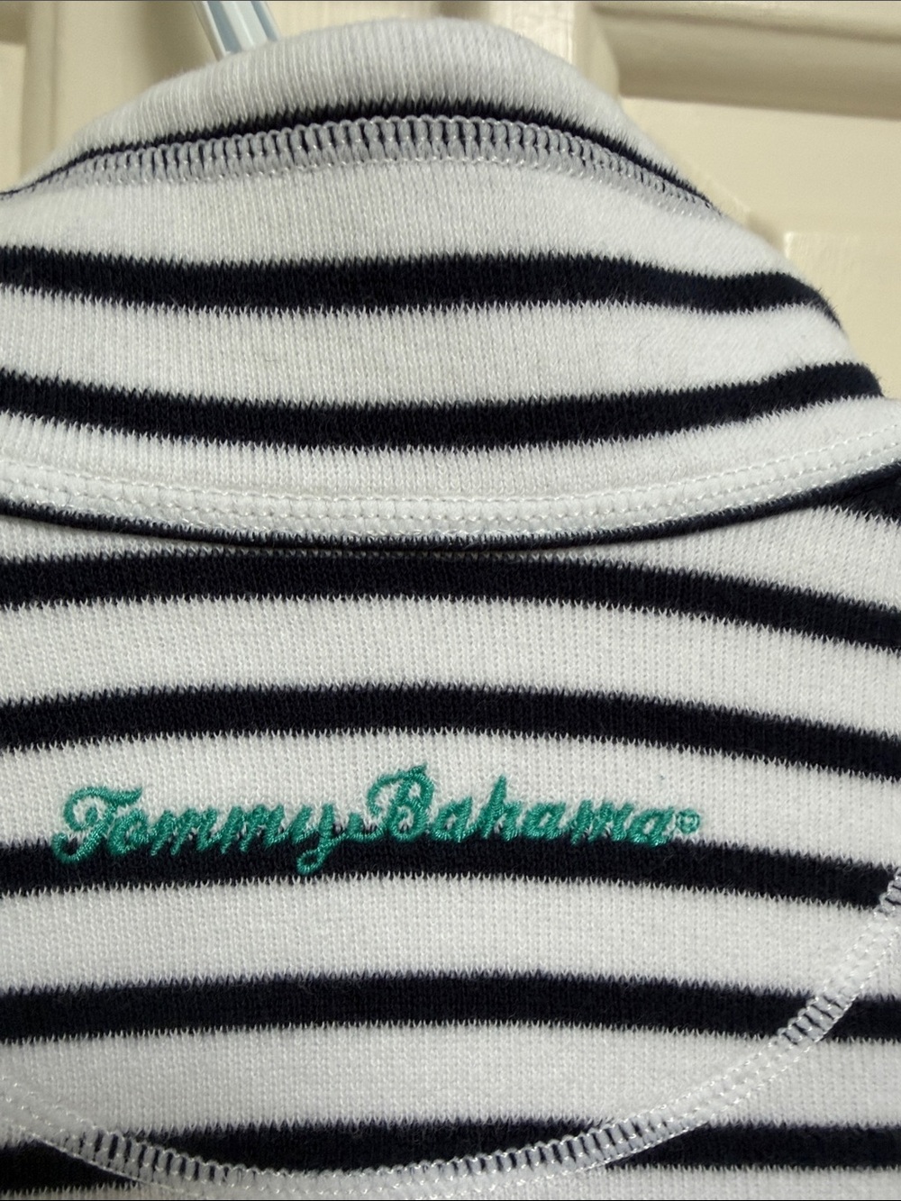 Tommy Bahama sz XS White navy striped half zip sweater - nautical & warm! - Picture 11 of 11